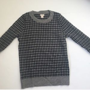 J. Crew Grey and Navy Houndstooth Sweater